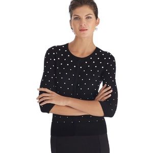 WHBM Pearl Embellished 3/4 Sleeve Cardigan